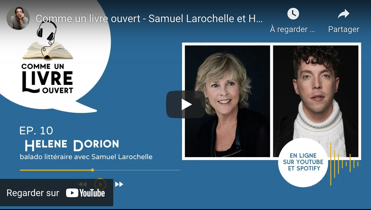 Samuel Larochelle discute avec l'écrivaine Hélène Dorion